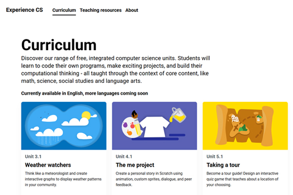 Experience Cs Curriculum