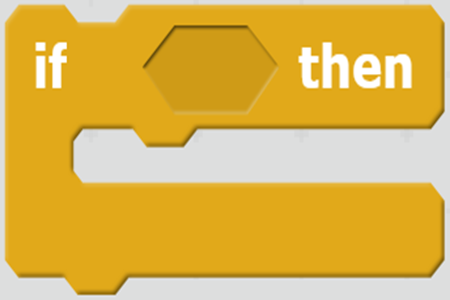 Screenshot of If-then block in Scratch