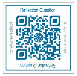 A square code image containing question marks and the text 'Reflection Question