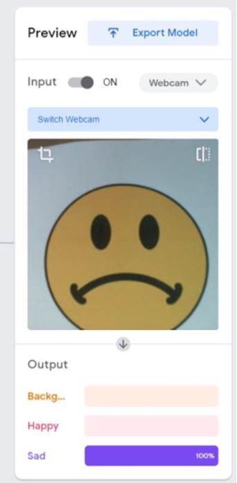 The model is working as expected. The emoji takes up the whole screen as it was trained.