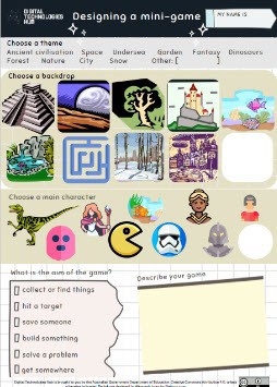 Worksheet Designing a mini-game