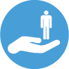 Additional Scaffolding icon: Open palm holding a man